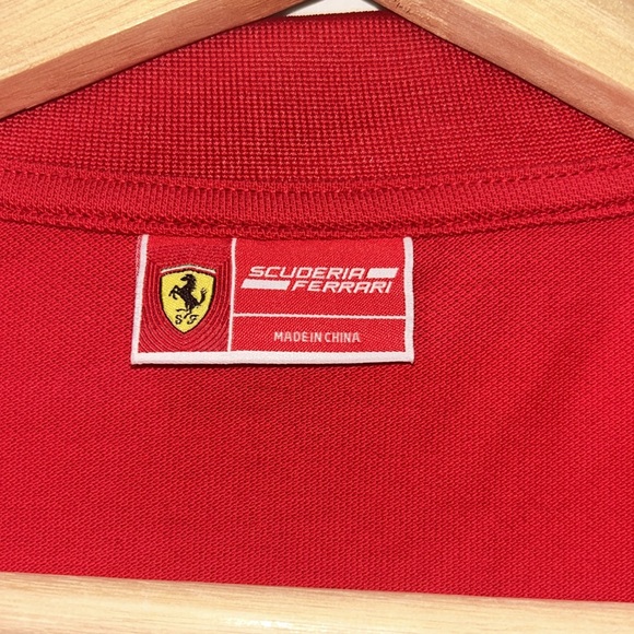 SCUDERIA FERRARI MENS POLO SHIRT ITA FLAG PIQUET RED SZ LG NEW - Picture 5 of 11